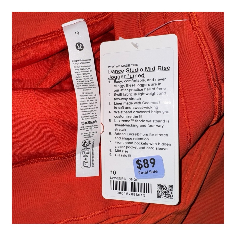 Lululemon Dance Studio Mid-Rise Jogger *Full Length Sunburst Orange Multi Sizes - Picture 9 of 9
